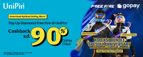 Koleksi Bundle Spesial Anniversary Free Fire! – Ekstra Cashback GoPay Coins dan UniPin Credits dengan Top Up Diamond Pakai GoPay!